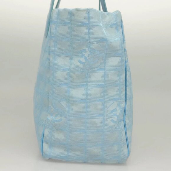 CHANEL New Travel Line Hand Bag Nylon Light Blue CC Auth mr1475 - Picture 4 of 16